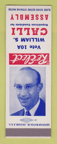 Matchbook Cover - William Calli Election Assembly SAMPLE