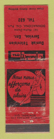 Matchbook Cover - Daniak TV Service Donnacona QC girlie WORN