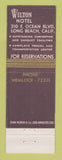 Matchbook Cover - Wilton Hotel Long Beach CA