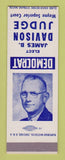 Matchbook Cover - James B Davison Judge Wayne Superior Court SAMPLE