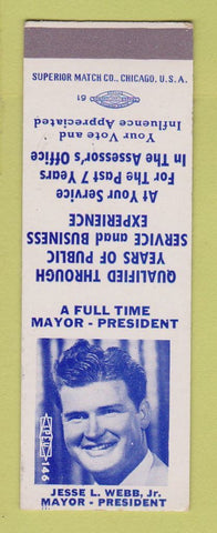 Matchbook Cover - Jesse L Webb Jr For Mayor SAMPLE