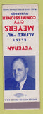 Matchbook Cover - Alfred Meyers City Commissioner Muskegon MI SAMPLE