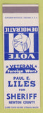 Matchbook Cover - Paul Liles Sheriff Election Newton County SAMPLE