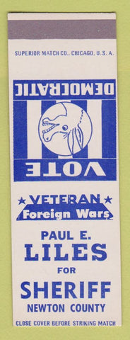 Matchbook Cover - Paul Liles Sheriff Election Newton County SAMPLE