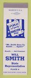 Matchbook Cover - Will Smith State Rep TX Texas SAMPLE