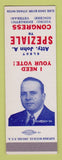 Matchbook Cover - Jon Speziale for Congress Election SAMPLE