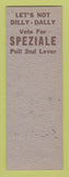 Matchbook Cover - Jon Speziale for Congress Election SAMPLE