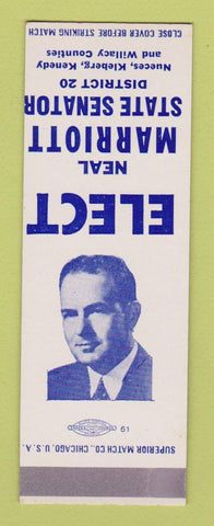 Matchbook Cover - Neal Marriott State Senator Election TX Nueces Kleberg SAMPLE