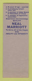 Matchbook Cover - Neal Marriott State Senator Election TX Nueces Kleberg SAMPLE