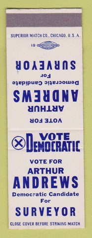 Matchbook Cover - Arthur Andrews Surveyor Election SAMPLE