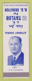 Matchbook Cover - JE Taylor for US Senator SAMPLE