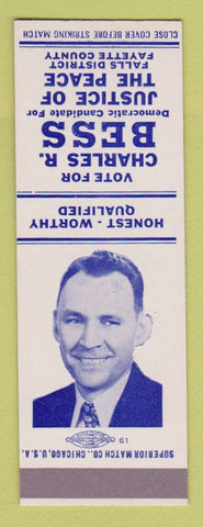 Matchbook Cover - Charles Bess for Justice of Peace Fayette County SAMPLE