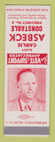 Matchbook Cover - Carlie Asbeck Constable Election SAMPLE