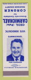Matchbook Cover - Cecil Carmichael for Coroner Madison County SAMPLE