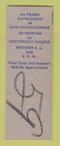Matchbook Cover - Wilbur Spears Sheriff Washington County SAMPLE