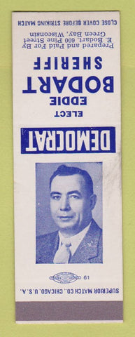 Matchbook Cover - Eddie Bodart Sheriff Election Green Bay WI WEAR SAMPLE