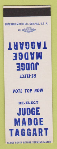 Matchbook Cover - Madge Taggart Judge Election SAMPLE