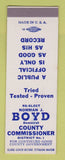 Matchbook Cover - Norman Boyd County Commissioner Election SAMPLE