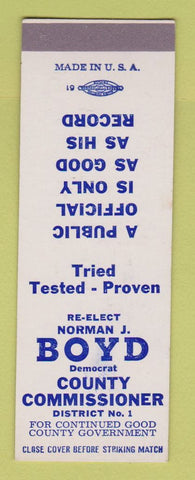 Matchbook Cover - Norman Boyd County Commissioner Election SAMPLE