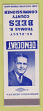 Matchbook Cover - Thomas Bees County Commissioner Election SAMPLE