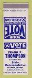 Matchbook Cover - Frank Thompson State Rep Election Guthrie County SAMPLE