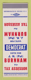 Matchbook Cover - JH Pat Burnham Tax Assessor Election SAMPLE