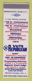 Matchbook Cover - Charles Halleck for Congress Clarence Woods SAMPLE