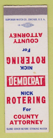Matchbook Cover - Nick Rotering County Attorney Election SAMPLE