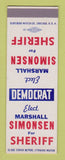 Matchbook Cover - Marshall Simonsen Sheriff Election SAMPLE