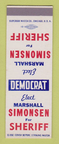Matchbook Cover - Marshall Simonsen Sheriff Election SAMPLE