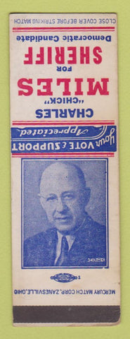 Matchbook Cover - Charles Miles Sheriff Election POOR BACK SAMPLE