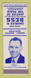 Matchbook Cover - Charles Bess for Justice of Peace Fayette County SAMPLE