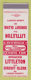 Matchbook Cover - Spencer Littleton Circuit Clerk Logan County SAMPLE