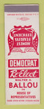Matchbook Cover - Walter Ballou House of Reps Election SAMPLE