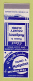 Matchbook Cover - Thomas Montgomery County Clerk Election SAMPLE