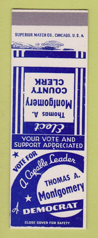 Matchbook Cover - Thomas Montgomery County Clerk Election SAMPLE