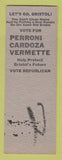 Matchbook Cover - Perroni Senator Election Cardoza Vermette SAMPLE