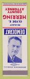 Matchbook Cover - Clyde Herring County Attorney Election  SAMPLE