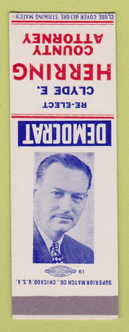 Matchbook Cover - Clyde Herring County Attorney Election  SAMPLE