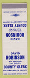 Matchbook Cover - David Robinson County Clerk Collingsworth SAMPLE