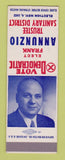 Matchbook Cover - Frank Annunzio Trustee Sanitary District 1952 SAMPLE