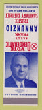 Matchbook Cover - Frank Annunzio Trustee Sanitary District 1952 SAMPLE