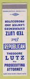 Matchbook Cover - Theodore Lutz Prosecuting Attorney SAMPLE