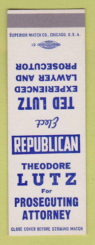 Matchbook Cover - Theodore Lutz Prosecuting Attorney SAMPLE