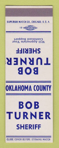 Matchbook Cover - Bob Turner Sheriff Oklahoma County SAMPLE