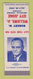 Matchbook Cover - Robert WIlliams City Judge Election 1952 LA Louisiana SAMPLE
