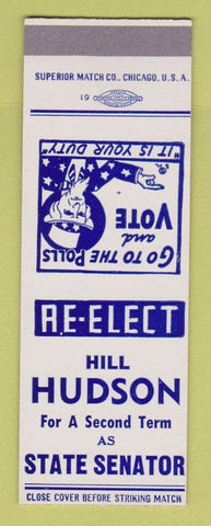 Matchbook Cover - Hill Hudson State Senator Election Uncle Sam SAMPLE