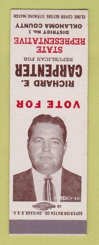 Matchbook Cover - Richard Carpenter State Rep Oklahoma County SAMPLE