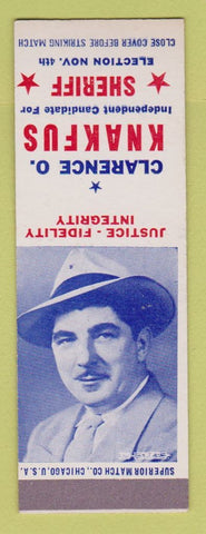 Matchbook Cover - Clarence Knakfus Sheriff  Kenosha WI SAMPLE