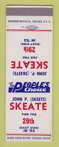 Matchbook Cover - John Skeate Election 1952 SAMPLE